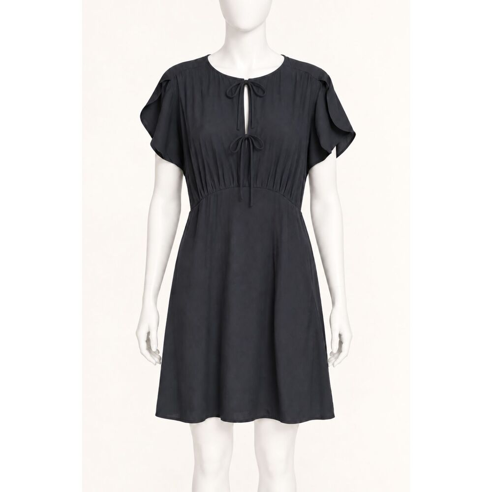 Universal Thread Women’s XS Black Flutter Sleeve Tie Neck Mini Dress NWT